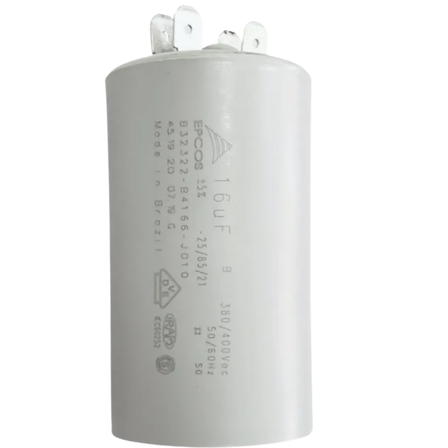 Capacitor De Partida 16uF 380/400V 40x70mm (Fast-on)
