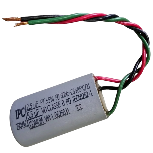 Capacitor De Partida 2,5uF+5,5uF 250V 27x50mm (3Fios)