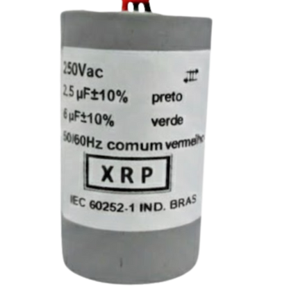 Capacitor De Partida 2,5uF+6uF 250V 27x47mm (3Fios)