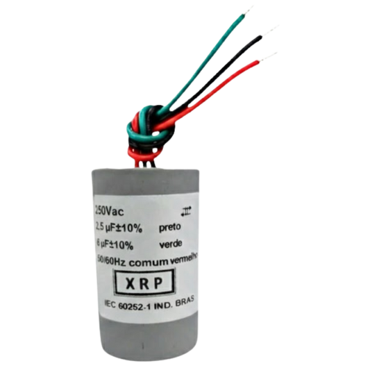 Capacitor De Partida 2,5uF+6uF 250V 27x47mm (3Fios)