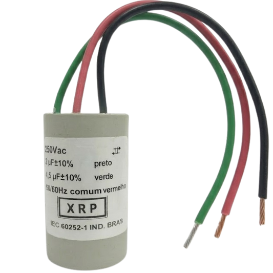 Capacitor De Partida  2uf+4,5uf 250v 27x50mm (3fios)
