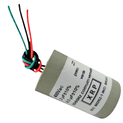 Capacitor De Partida 2uF+4,5uF 400V 27x47mm (3Fios)