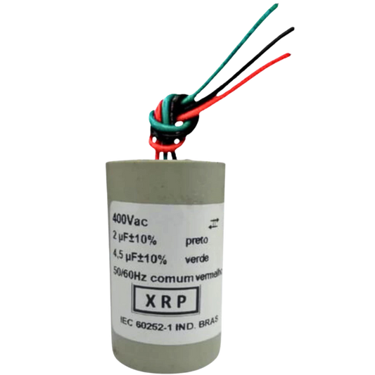 Capacitor De Partida 2uF+4,5uF 400V 27x47mm (3Fios)