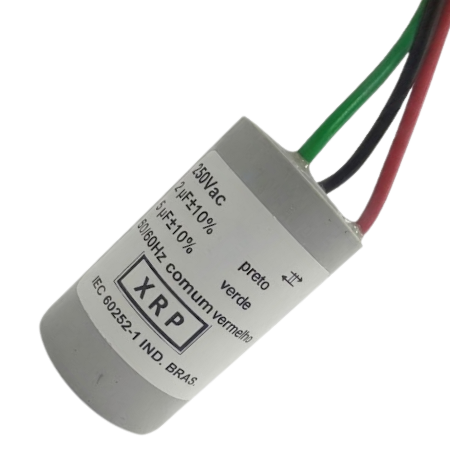Capacitor De Partida 2uF+5uF 250V 27x47mm (3Fios)