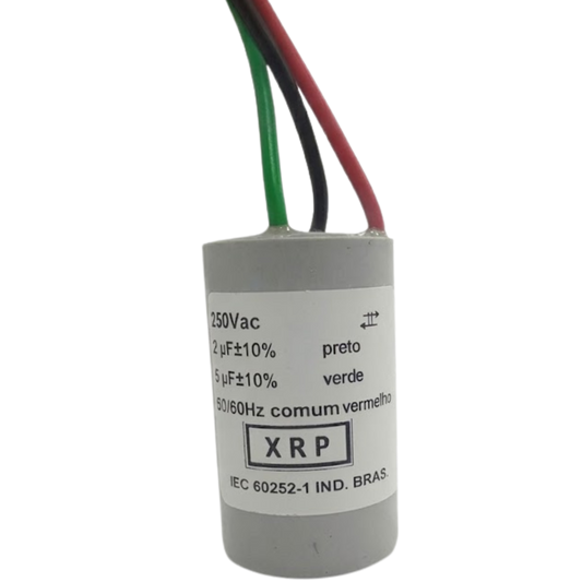 Capacitor De Partida 2uF+5uF 250V 27x47mm (3Fios)