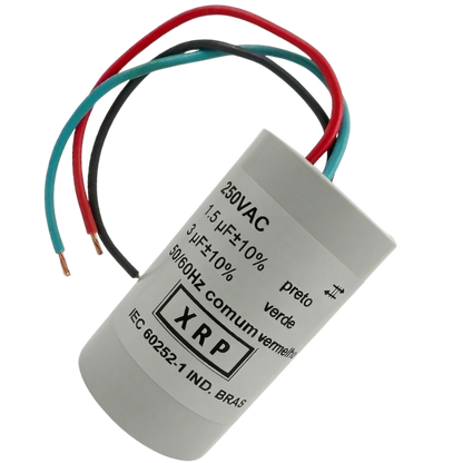 Capacitor De Partida 1,5uF+3uF 250V 27x47mm (3Fios)