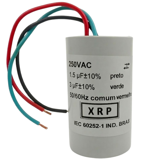 Capacitor De Partida 1,5uF+3uF 250V 27x47mm (3Fios)