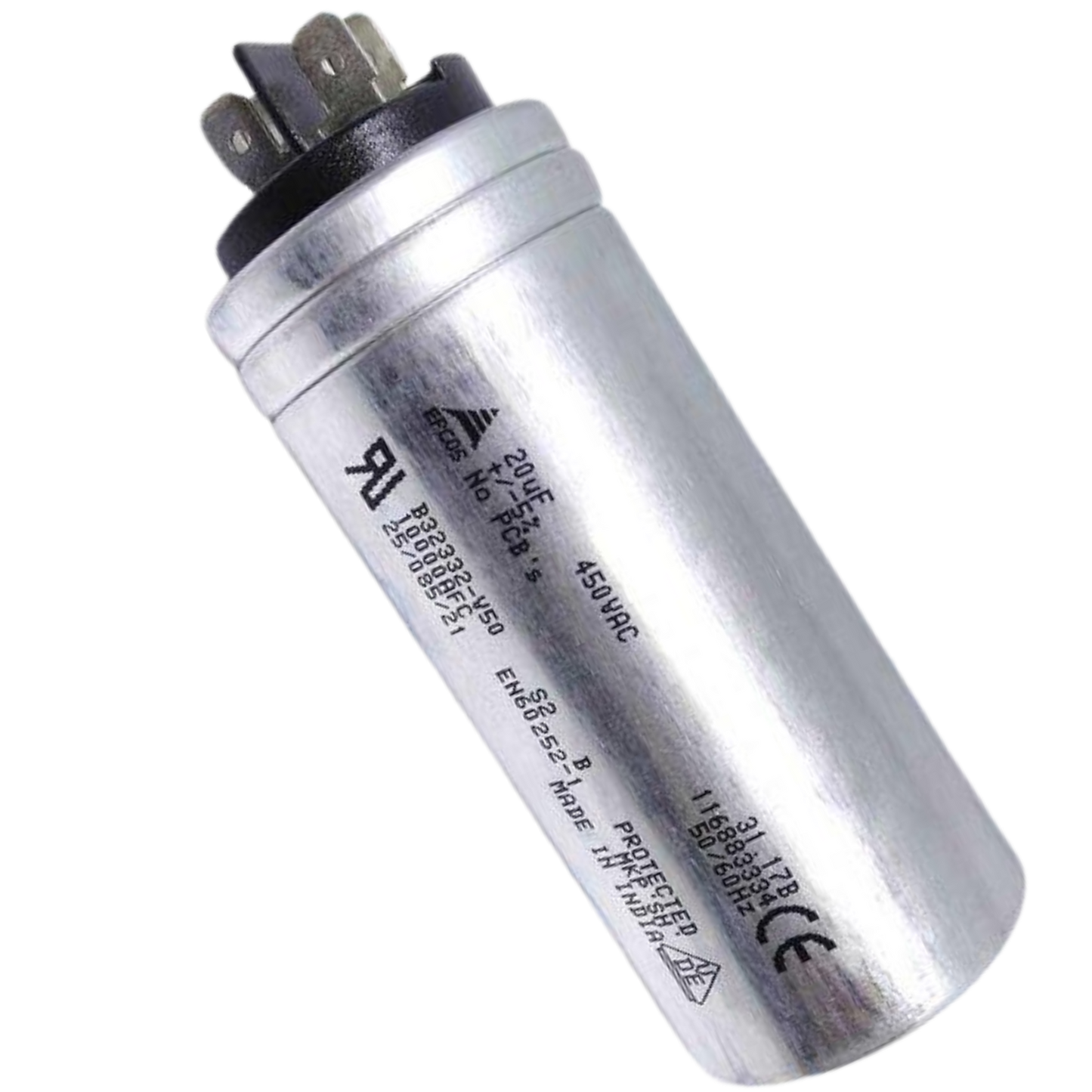 Capacitor De Partida 20uF 450V 40x93mm (Fast-on)