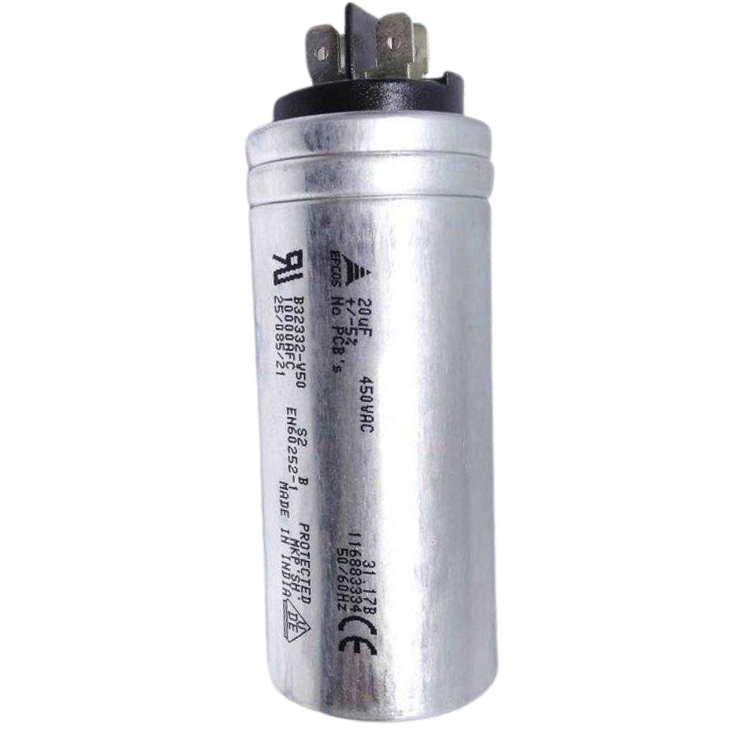 Capacitor De Partida 20uF 450V 40x93mm (Fast-on)