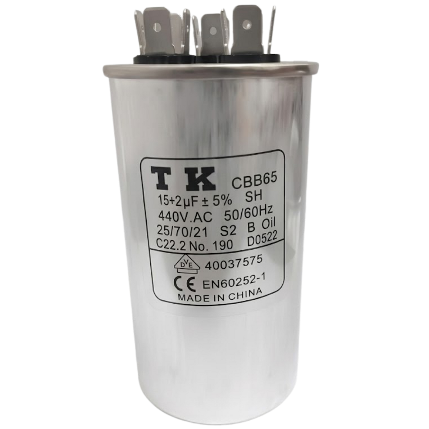 Capacitor De Partida 15uF+2uF 440V 50x90mm (Fast-on)