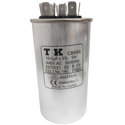 Capacitor De Partida 15uF+2uF 440V 50x90mm (Fast-on)