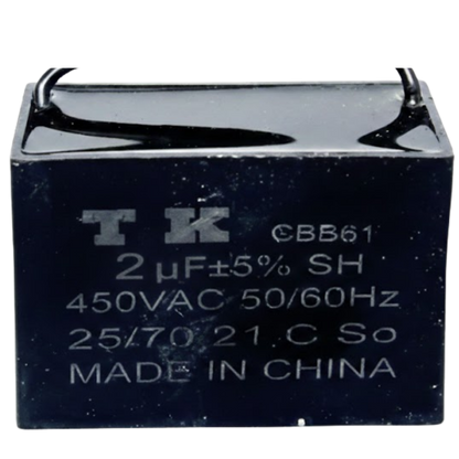 Capacitor De Partida CBB61 2uF 450V (2Fios)