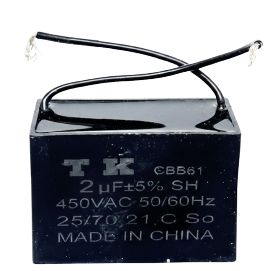 Capacitor De Partida CBB61 2uF 450V (2Fios)