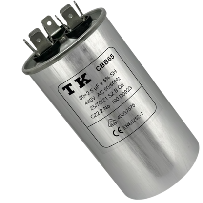 Capacitor De Partida 30uF+2,5uF 440V 50x90mm (Fast-on)