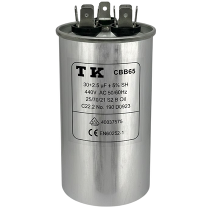 Capacitor De Partida 30uF+2,5uF 440V 50x90mm (Fast-on)