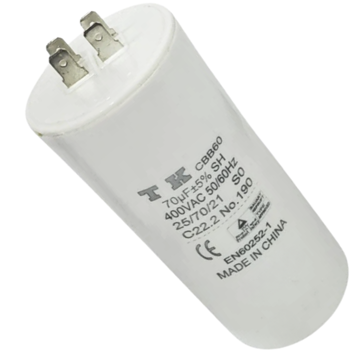 Capacitor De Partida 70uF 400V 60x120mm (Fast-on)