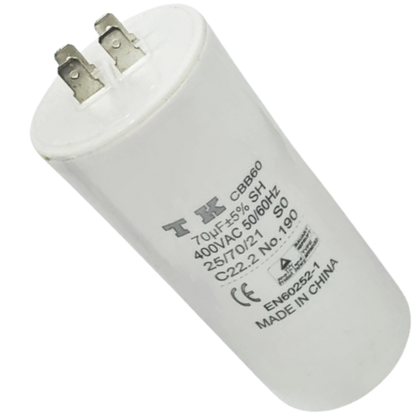 Capacitor De Partida 70uF 400V 60x120mm (Fast-on)