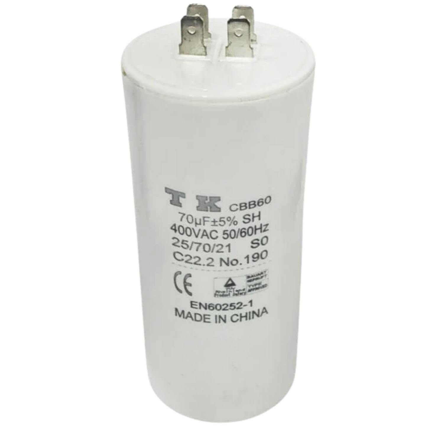 Capacitor De Partida 70uF 400V 60x120mm (Fast-on)