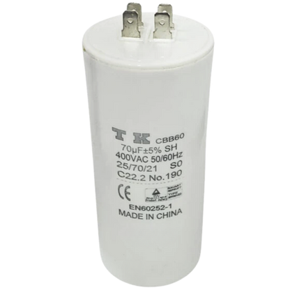 Capacitor De Partida 70uF 400V 60x120mm (Fast-on)