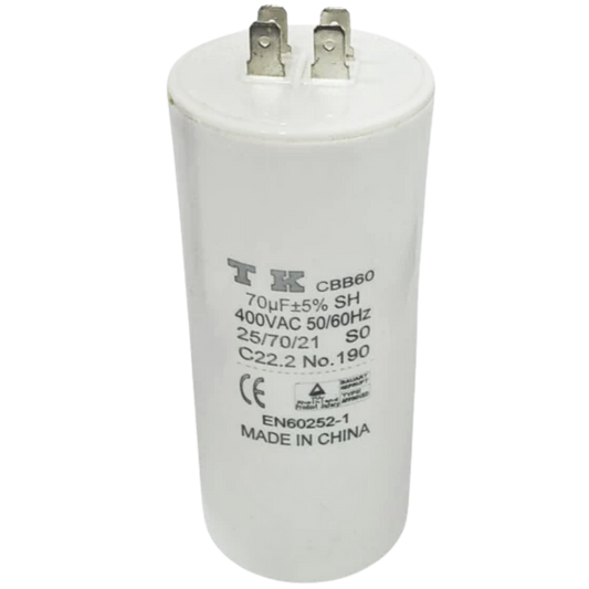 Capacitor De Partida 70uF 400V 60x120mm (Fast-on)