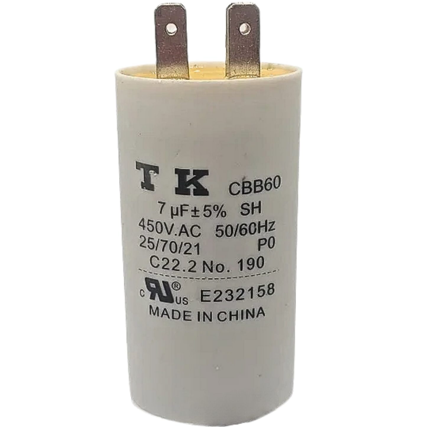 Capacitor De Partida 7uF 450V 36x70mm (Fast-on)