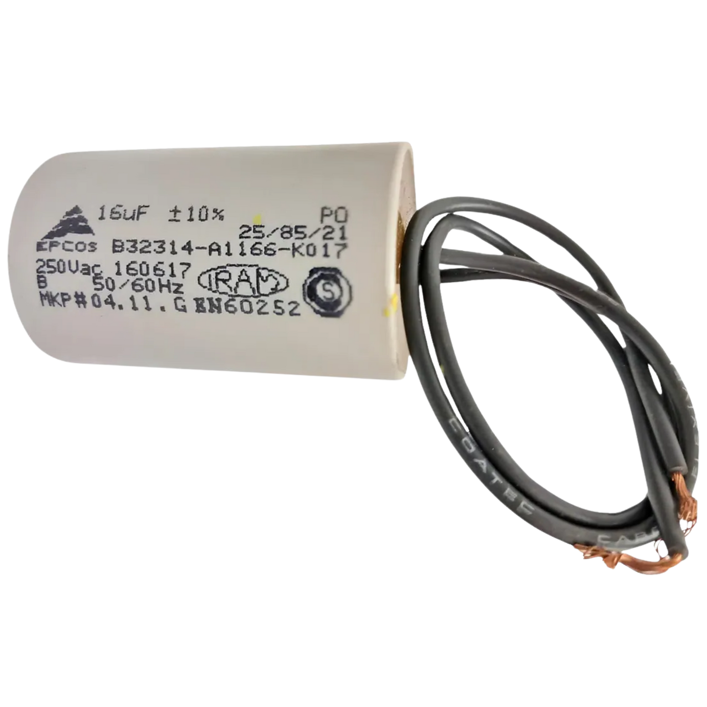Capacitor De Partida 16uF 250V 30x53mm (2Fios)