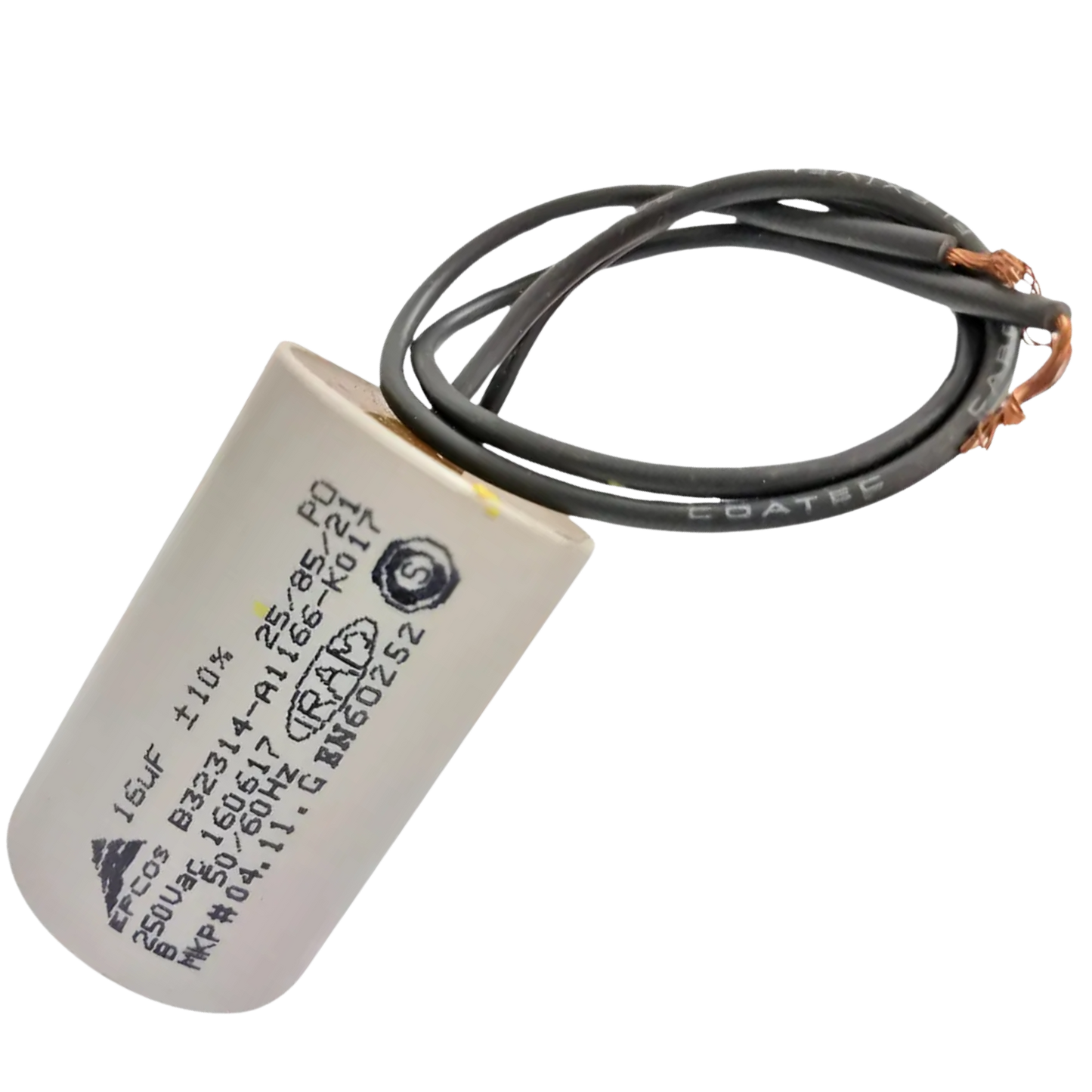 Capacitor De Partida 16uF 250V 30x53mm (2Fios)