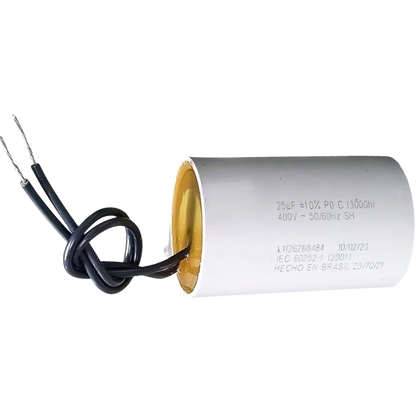 Capacitor De Partida 25uF 400V 50x50mm (2Fios)