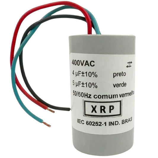 Capacitor De Partida 4uF+5uF 400V 27x47mm (3Fios)