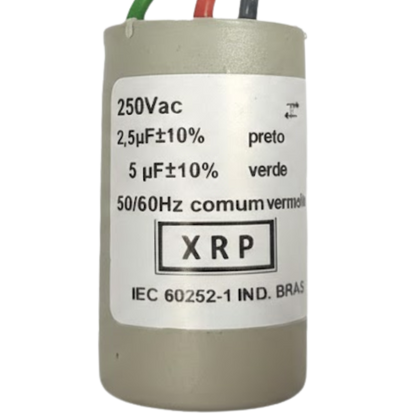 Capacitor De Partida 2,5uF+5uF 250 27x47mm (3Fios)