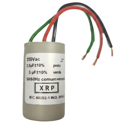 Capacitor De Partida 2,5uF+5uF 250 27x47mm (3Fios)