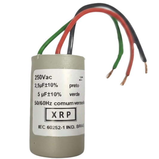 Capacitor De Partida 2,5uF+5uF 250 27x47mm (3Fios)