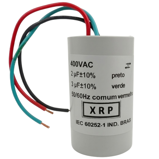 Capacitor De Partida 2uF+3uF 400V 30x47mm (3Fios)