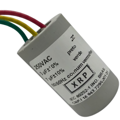 Capacitor De Partida 3uF+7uF 250V 27x47mm (3Fios)