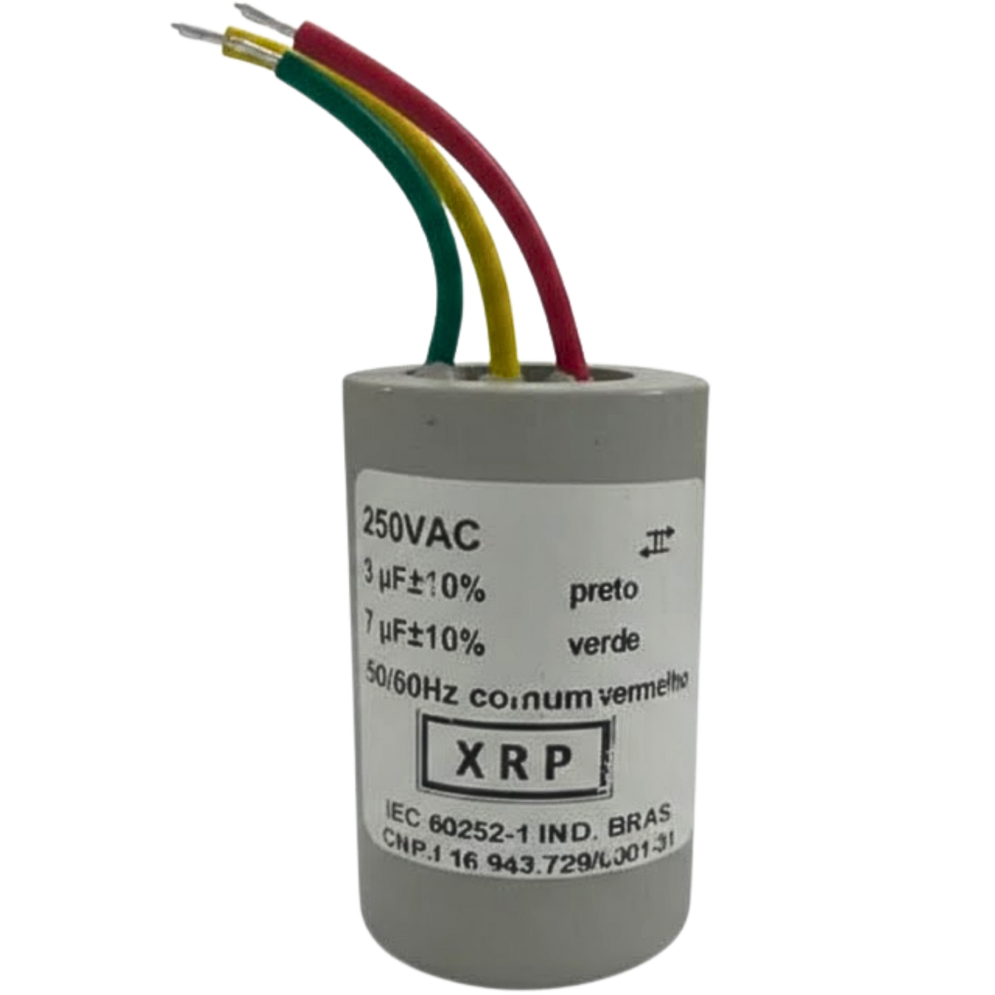 Capacitor De Partida 3uF+7uF 250V 27x47mm (3Fios)