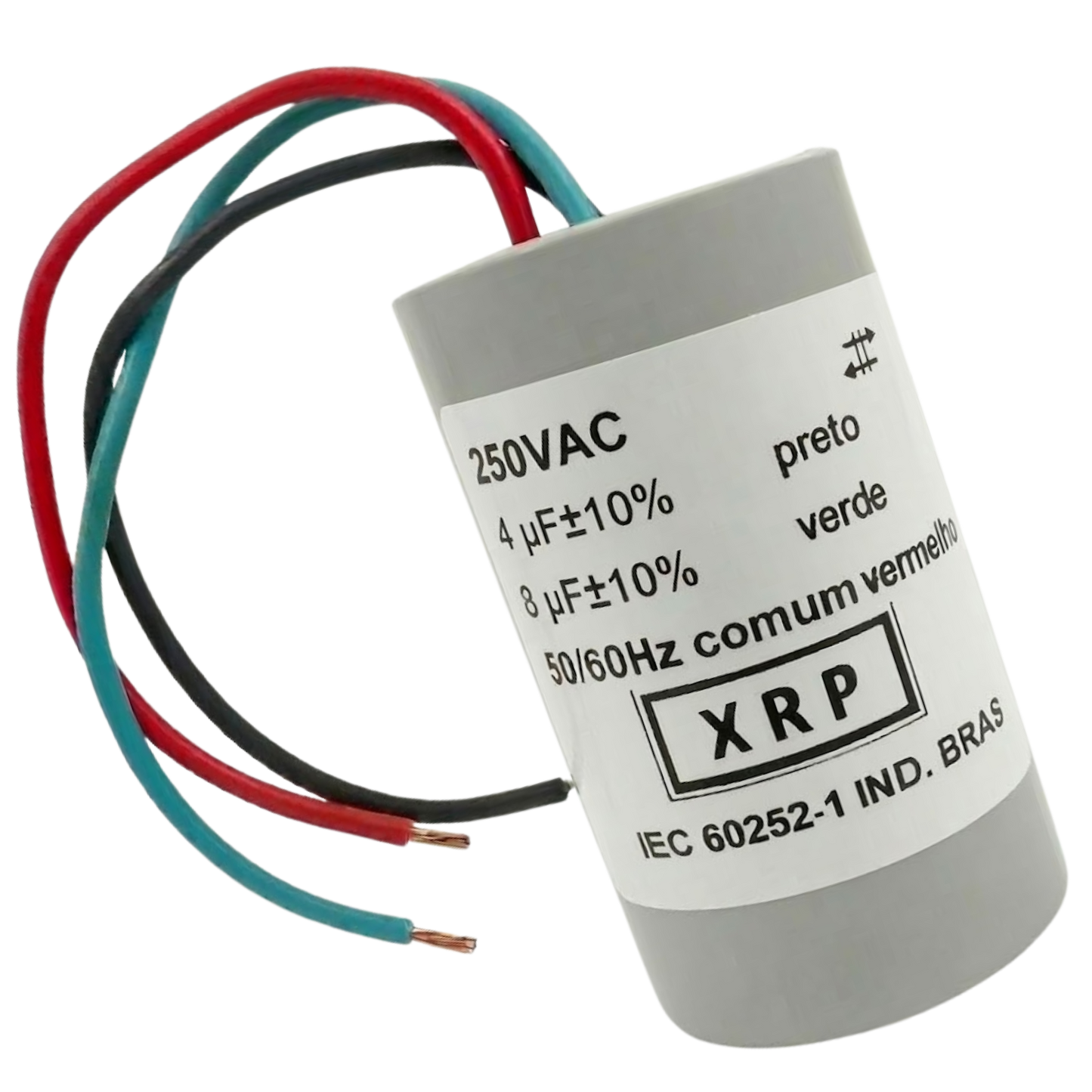 Capacitor De Partida 4uF+8uF 250V 27x47mm (3Fios)
