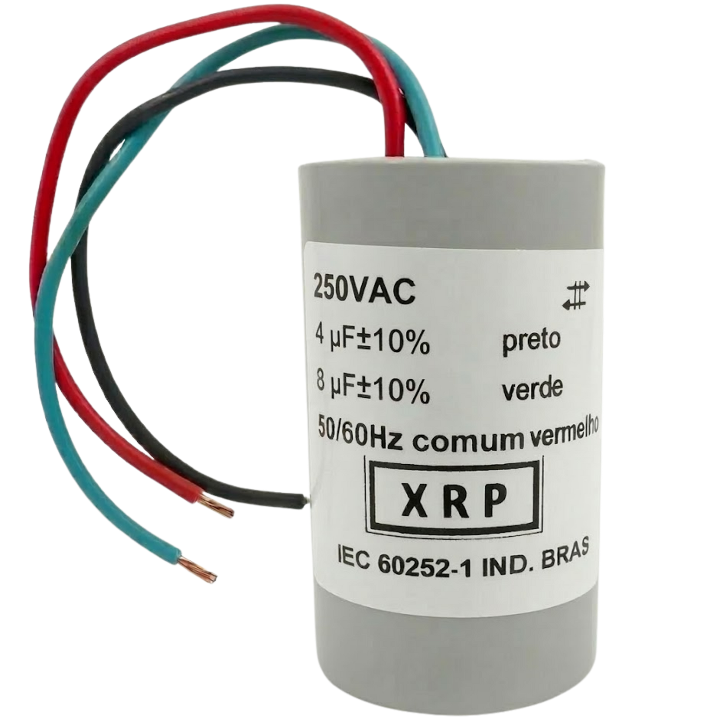 Capacitor De Partida 4uF+8uF 250V 27x47mm (3Fios)