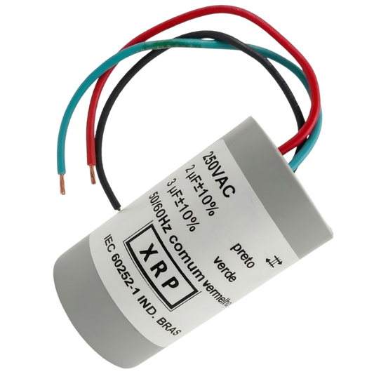 Capacitor De Partida 2uF+3uF 250V 30x47mm (3Fios)