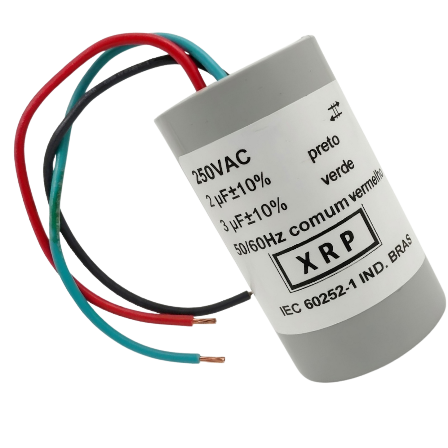 Capacitor De Partida 2uF+3uF 250V 30x47mm (3Fios)