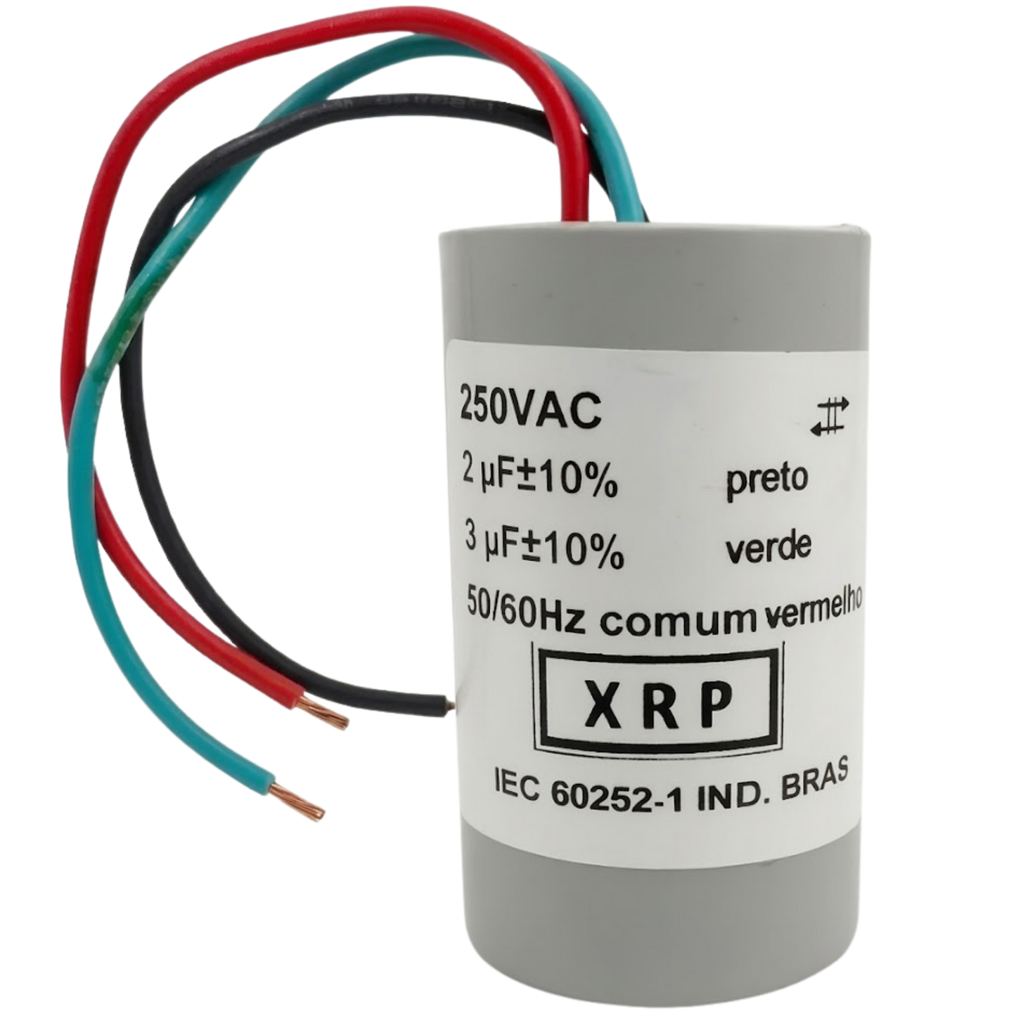 Capacitor De Partida 2uF+3uF 250V 30x47mm (3Fios)