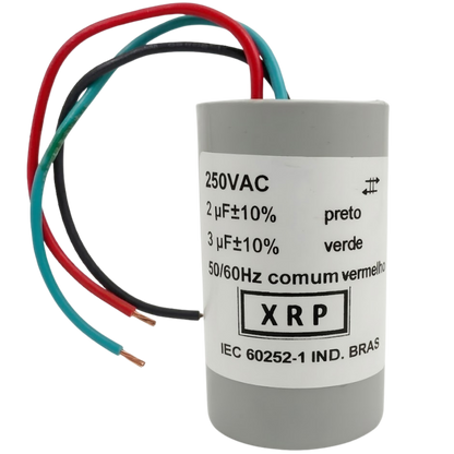 Capacitor De Partida 2uF+3uF 250V 30x47mm (3Fios)
