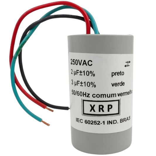 Capacitor De Partida 2uF+3uF 250V 30x47mm (3Fios)