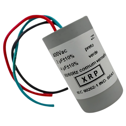 Capacitor De Partida 2uF+4uF 400V 27x50mm (3Fios)