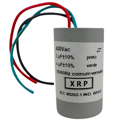 Capacitor De Partida 2uF+4uF 400V 27x50mm (3Fios)