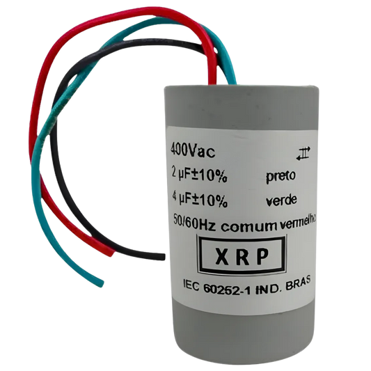 Capacitor De Partida 2uF+4uF 400V 27x50mm (3Fios)