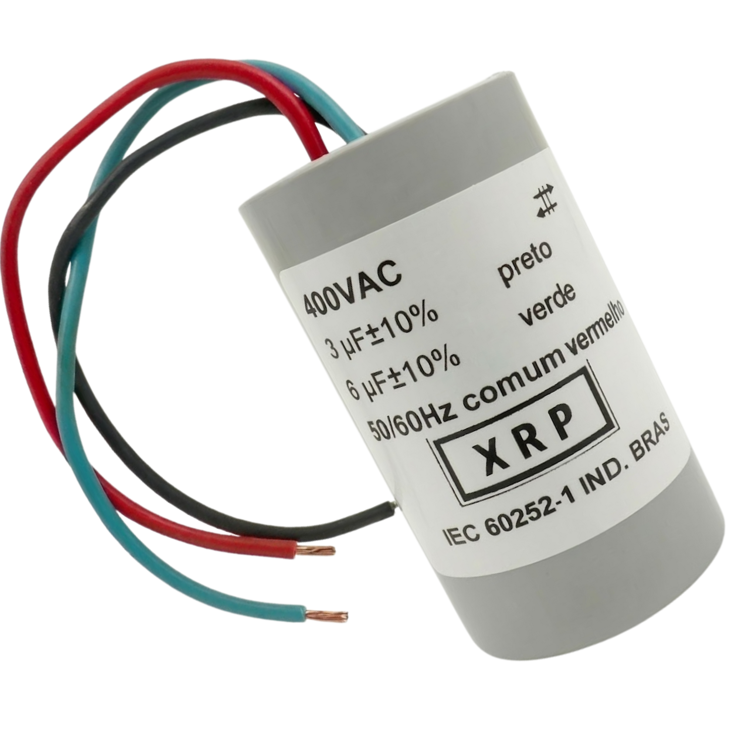 Capacitor De Partida 3uF+6uF 400V 27x47mm (3Fios)