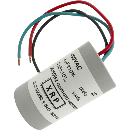 Capacitor De Partida 3uF+6uF 400V 27x47mm (3Fios)