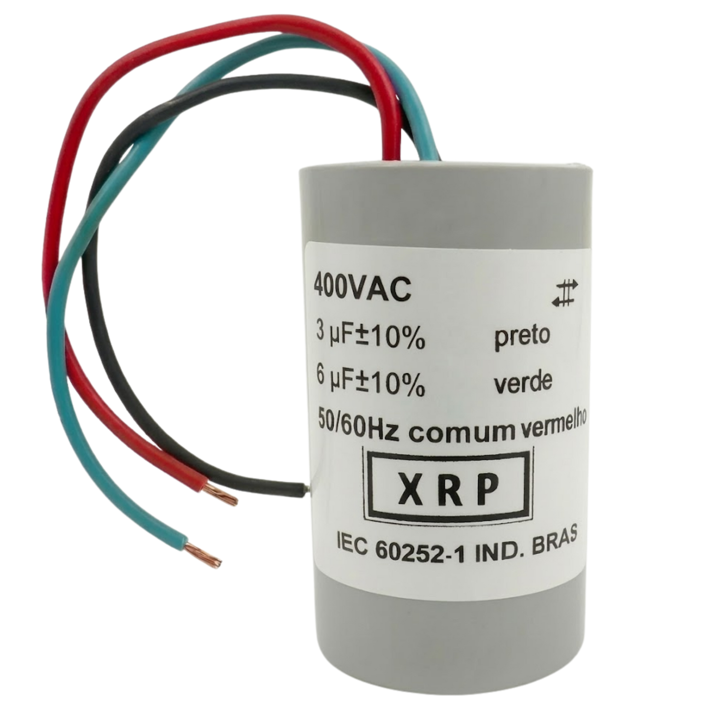 Capacitor De Partida 3uF+6uF 400V 27x47mm (3Fios)
