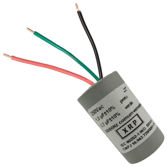 Capacitor De Partida 1,2uF+2,7uF 250V 27x47mm (3Fios)