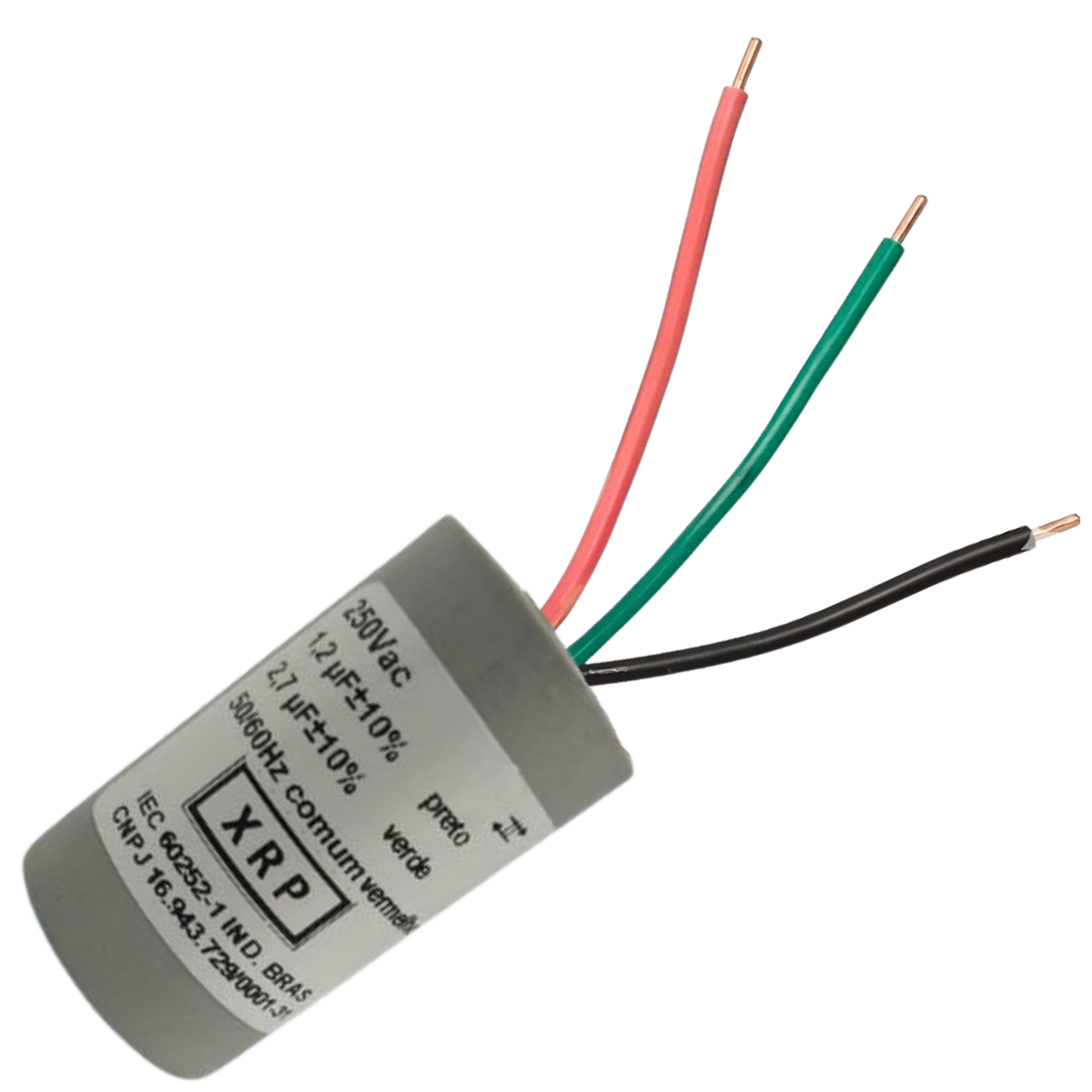 Capacitor De Partida 1,2uF+2,7uF 250V 27x47mm (3Fios)